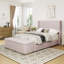 Structure de lit tapissier avec repose-pieds Corduroy-104832206-104832207