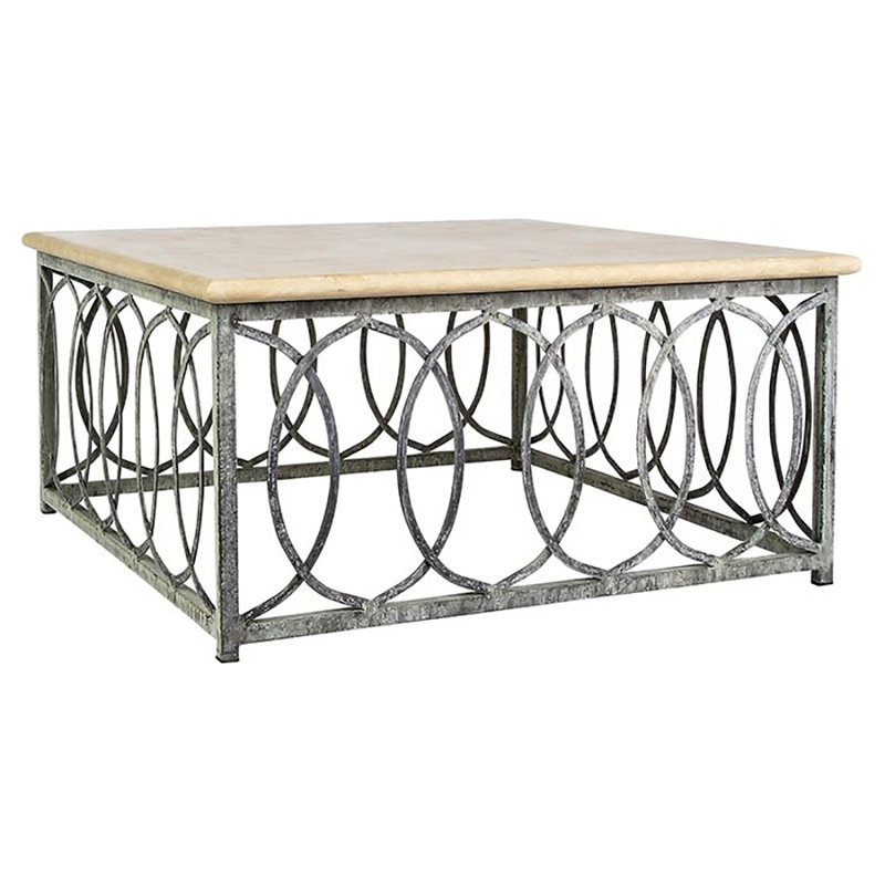 Table basse New Orleans, Travertin Lite / océan profond, H 18,5 po x L 40 po x l 40 po