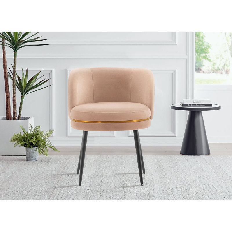 Chaise en bois et velours, Naturel