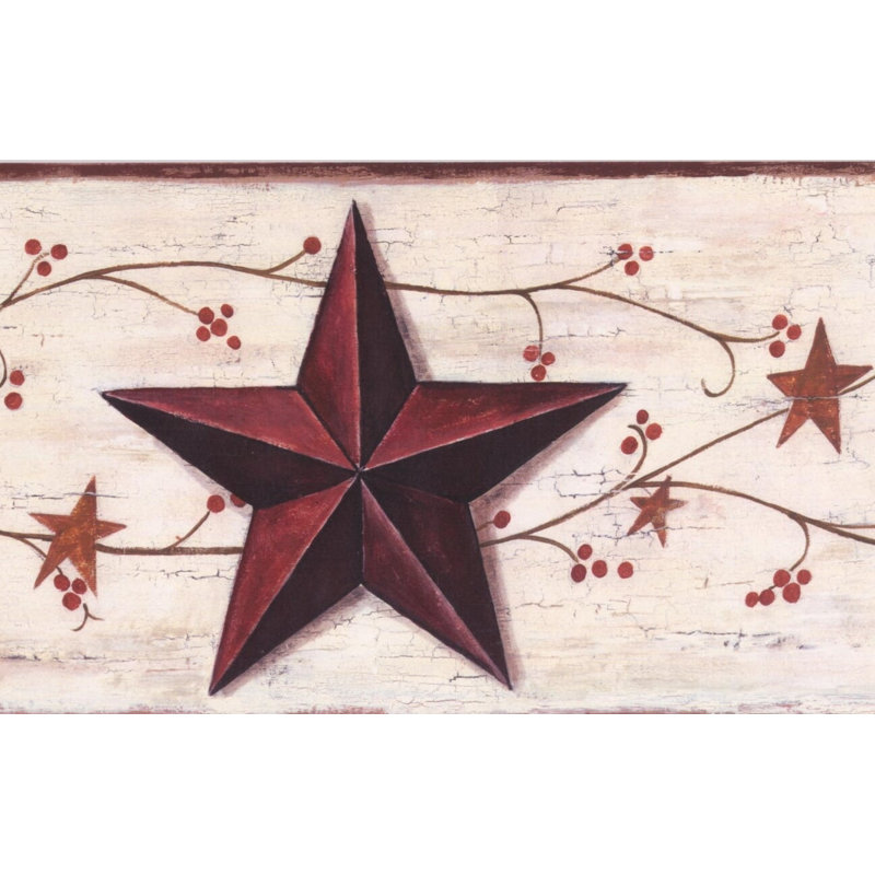 Bordure de papier peint Garnet Star Berries on Vine L 0,5 pi x l 180 po