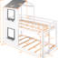 Lit superposé simple blanc avec espace de jeu semi-fermé - garde-corps en bois et structure sécuritaire-179331841