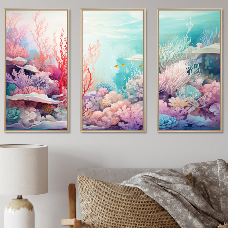 Underwater Coral Symphony II - Coastal Coral Under Water, impression d'art mural, Cadre naturel flottant
