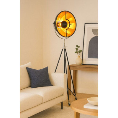 Lampe trépied transitionnelle noire 1 lumière 