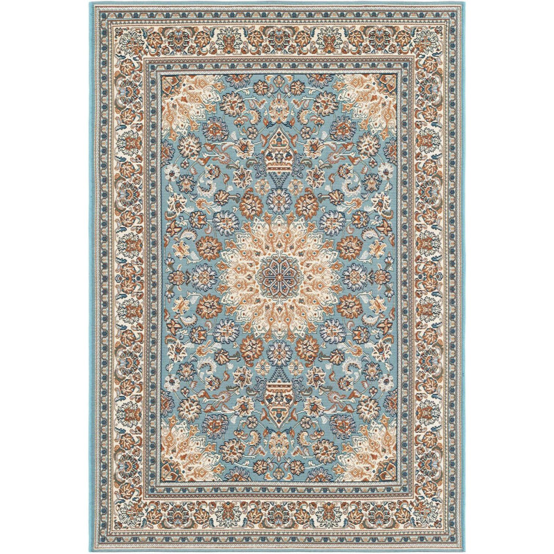 Tapis traditionnel bleu Tollefson, Rectangle 4 pi 1 po x 6 pi 1 po