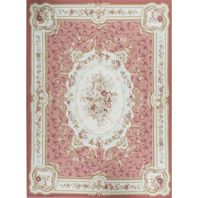 Hand-Knotted High-Quality Ivory and Green Area Rug