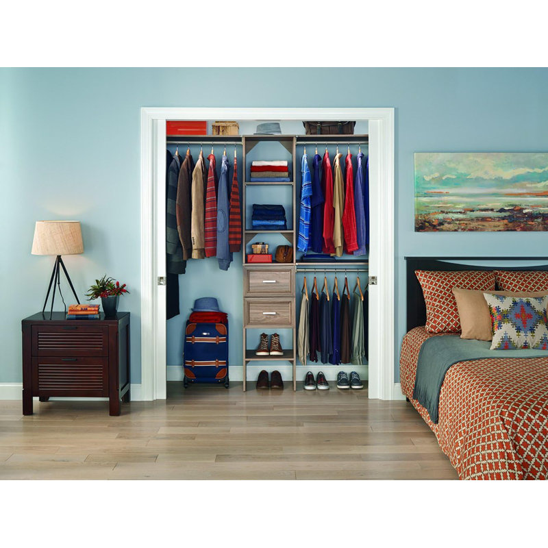 Closet Organizer With Adjustable Shelves, Drawers, And Expandable Rods For Versatile Home Storage
