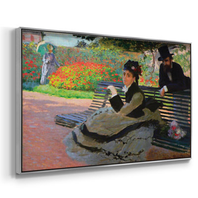 Camille Monet sur un banc de jardin, reproduction d'art sur toile