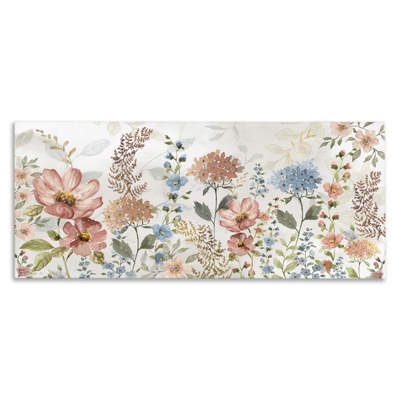 Fleurs de printemps pastel sur toile, H 17 po x l 40 po x P 1,5 po
