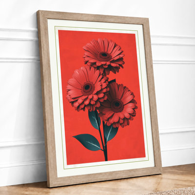 Stacked Daisy Stem Botanical - Framed Print