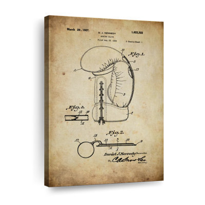 Gant de boxe, brevet rétro sur toile