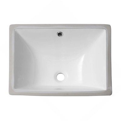 20.25"X15" White Ceramic Rectangular Undermount Bathroom Sink With Overflow