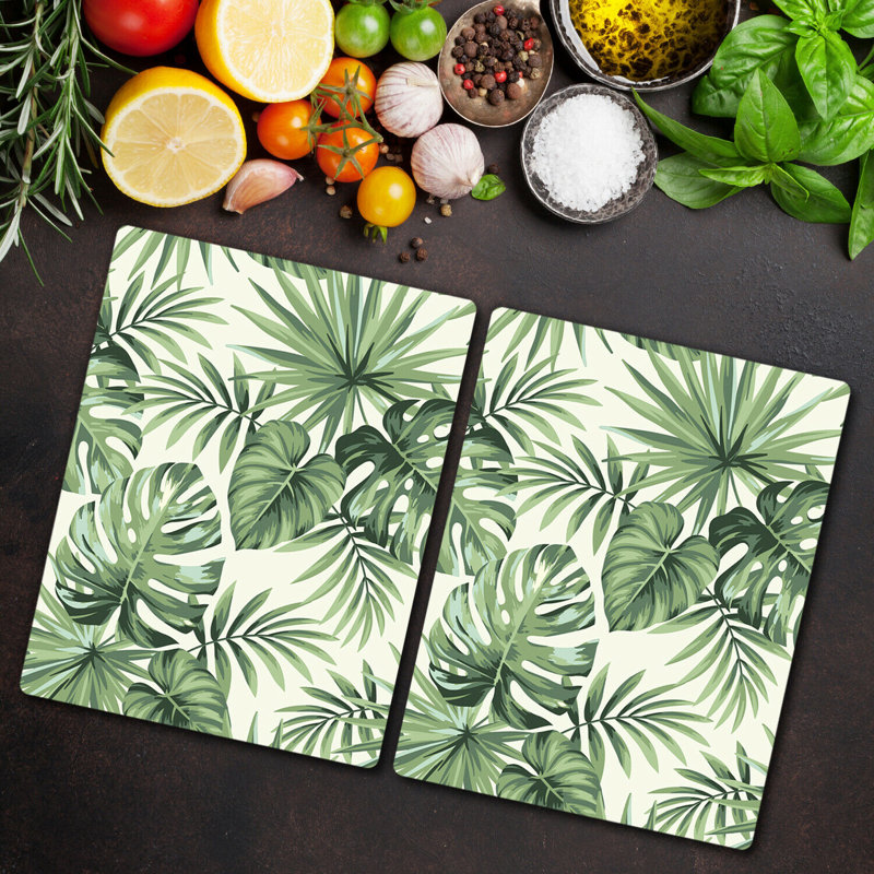 Avinger Tempered Glass Palm Leaf Chopping Board, 52cm x 30cm