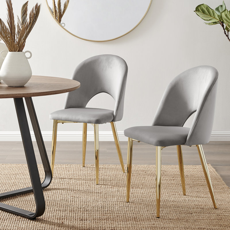 Chaise d'appoint en velours Arlon, Or, gris