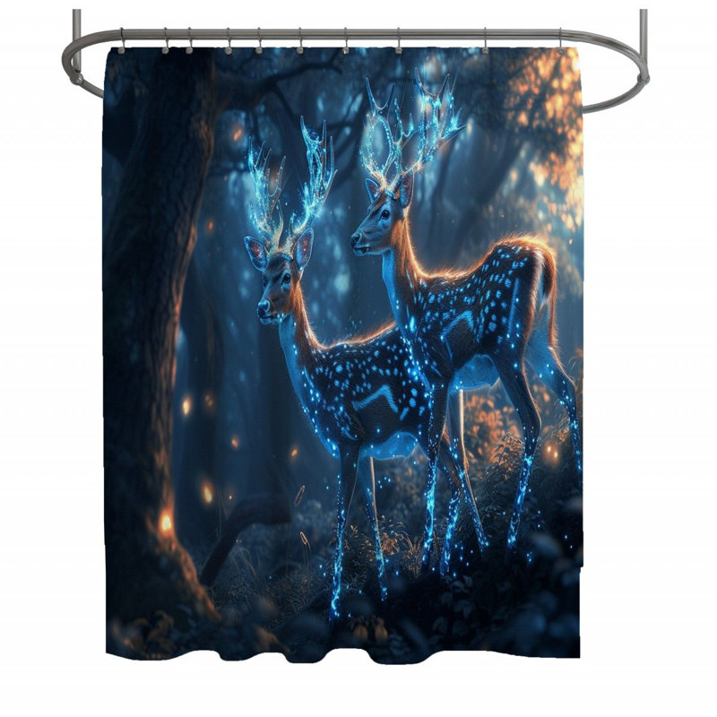 Rideau de douche Deer - Décoration de salle de bain mystique, H 83 po x l 70 po