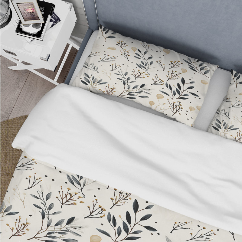 Literie Magdala, Housse de couette pour grand lit et 2 taies décor