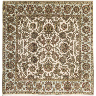 Tapis ivoire et bleu clair noué à la main de haute qualité