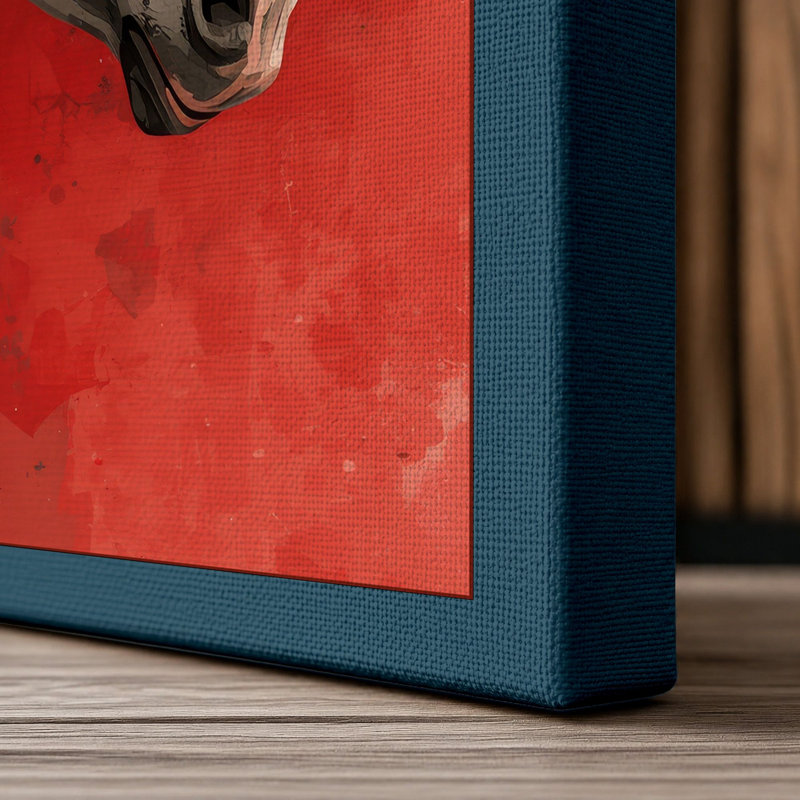 Unicorn in Crimson Mystical - Wrapped Canvas, 30x20 - 76.2 x 50.8 cm, Teal Border