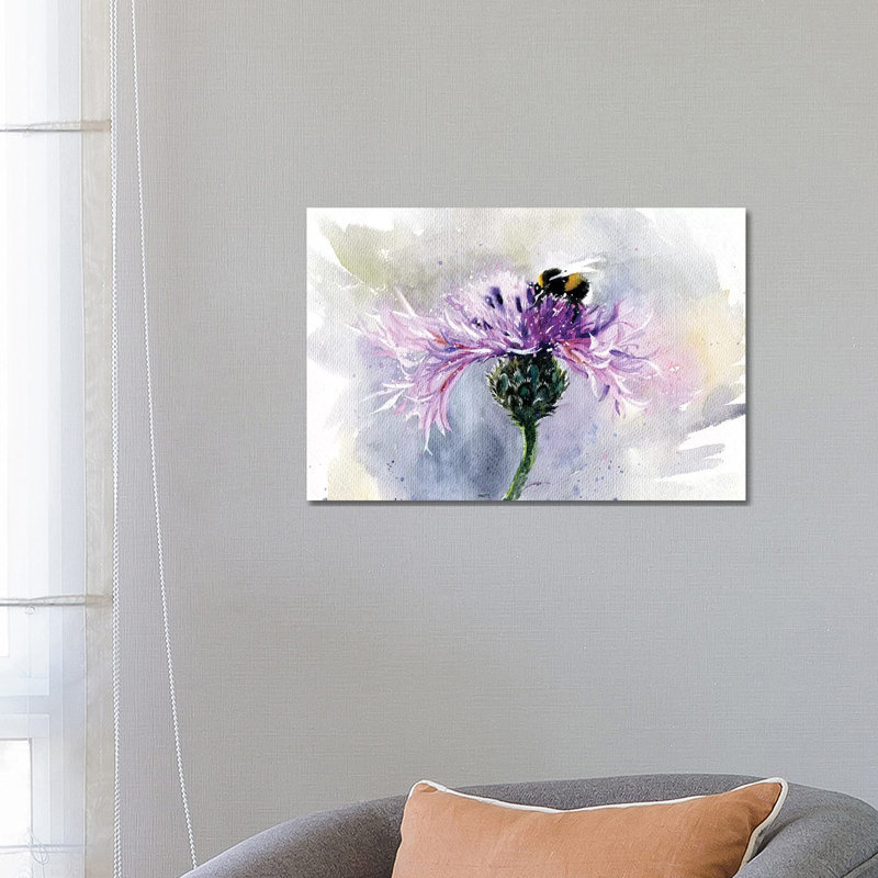 Bumblebee On A Flower by Marina Ignatova - Wrapped Canvas Painting, 66.04 cm H x 45.72 cm W x 1.91 cm D