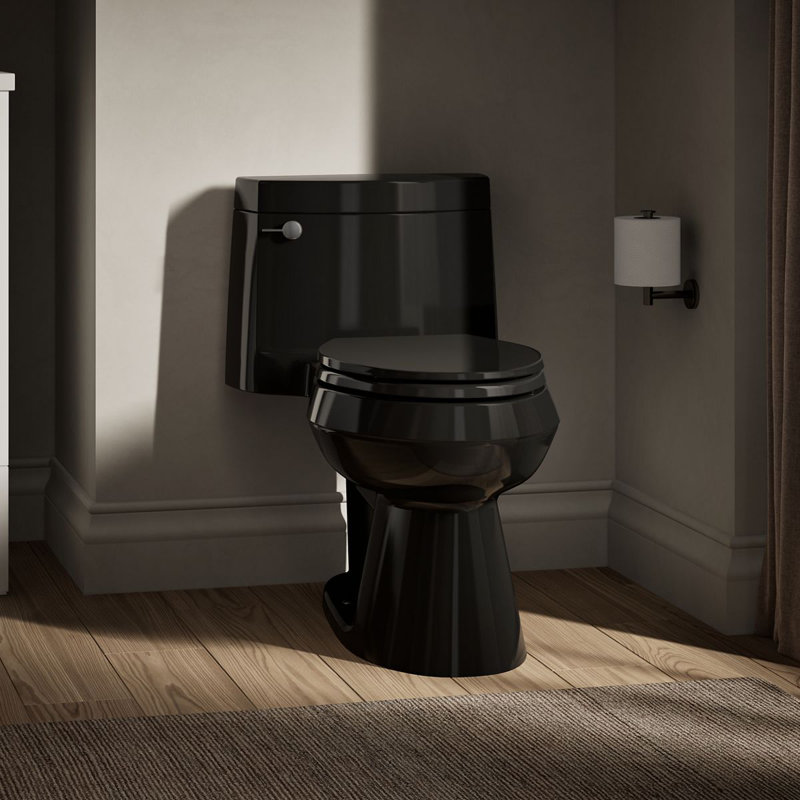 Cimarron® 1.28 GPF Water Efficient Elongated One-Piece toilet (Seat Included), Black, Left-Hand