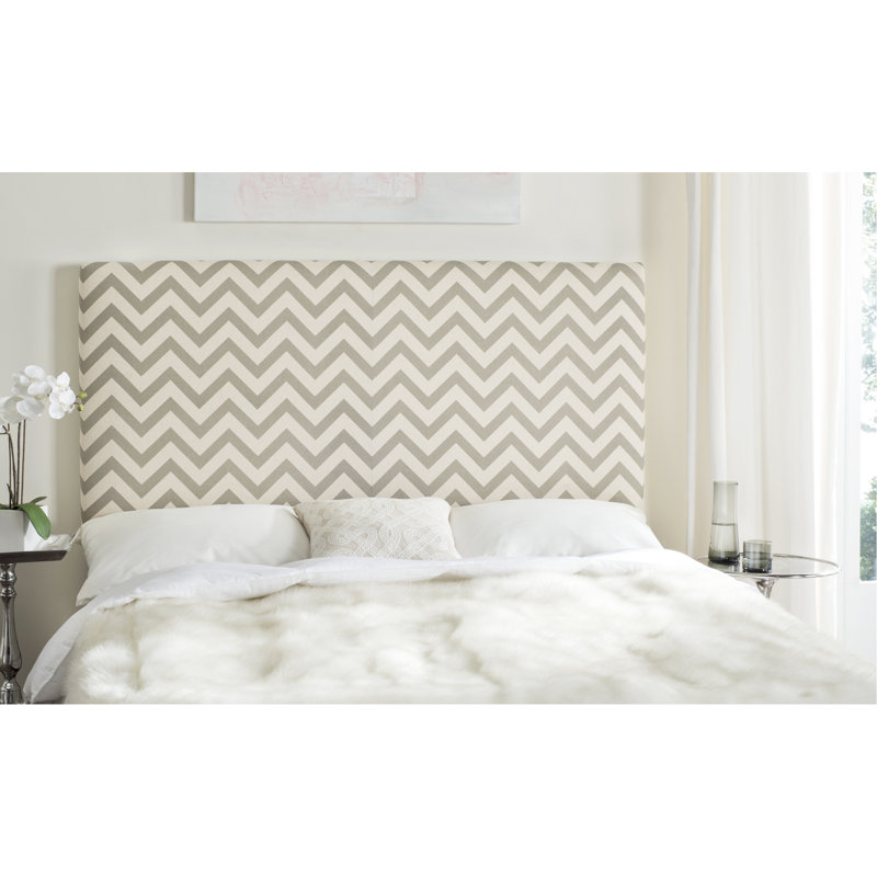 Cespedes Upholstered Headboard, King, Grey / White