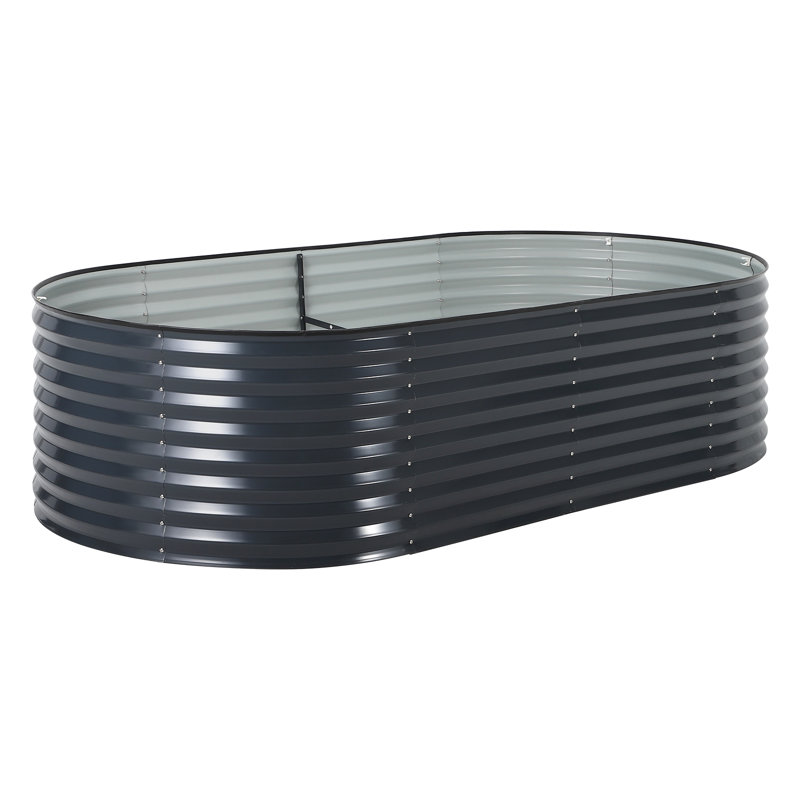 Metal Raised Garden Bed, Gray, 60cm H x 240cm W x 120cm D