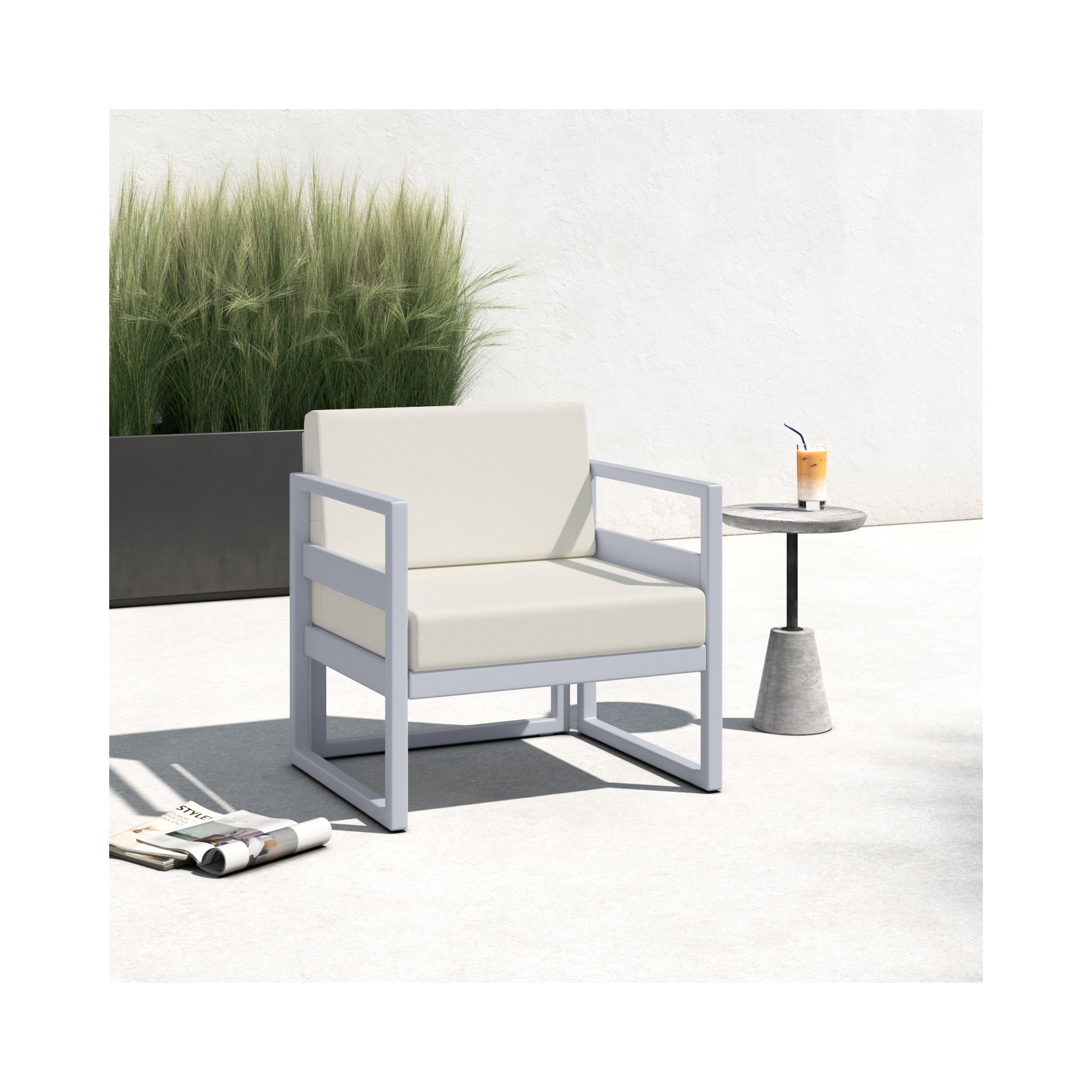 Lane Outdoor Lounge Chair, Silver/Gray, Natural