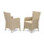 Ensemble de mobilier d'extérieur en osier 5 pièces comprenant une table de bistro rectangulaire avec plateau en verre et 4 fauteuils de balcon avec coussin, crème