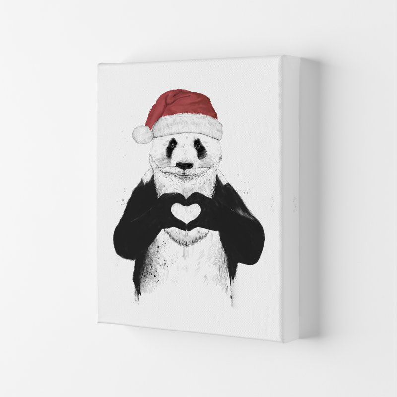 Santa Panda by Mercedes Lopes Charro - Print, 42cm H x 29.7cm W x 4cm D, Wrapped Canvas