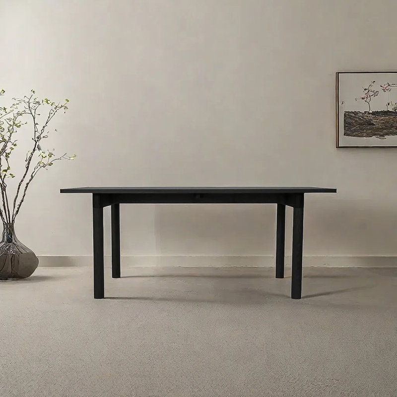 Solid wood simple rectangular dining table, 29.52"H x 70.86"L x 31.49"W, Black