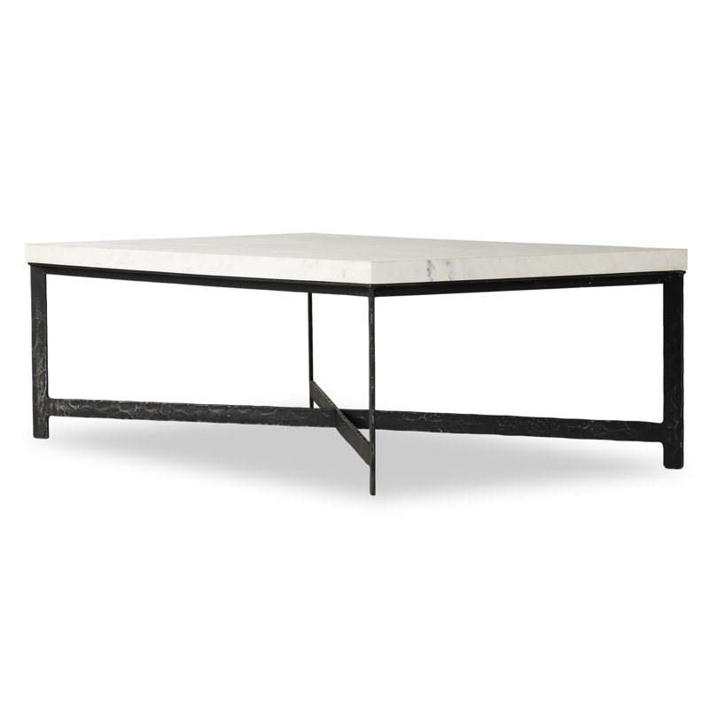 Table basse Nelida, Plateau en marbre blanc / base en laiton antique m
