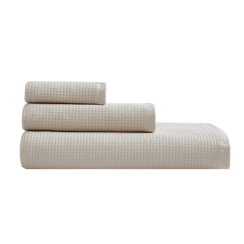 Calvin Klein Eternity Solid Cotton Towel Set, Beige, 3 Piece Towel Set