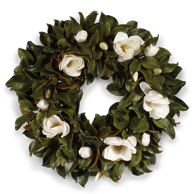 Couronne de polyester magnolia, l 36 po x H 36 po x P 6 po