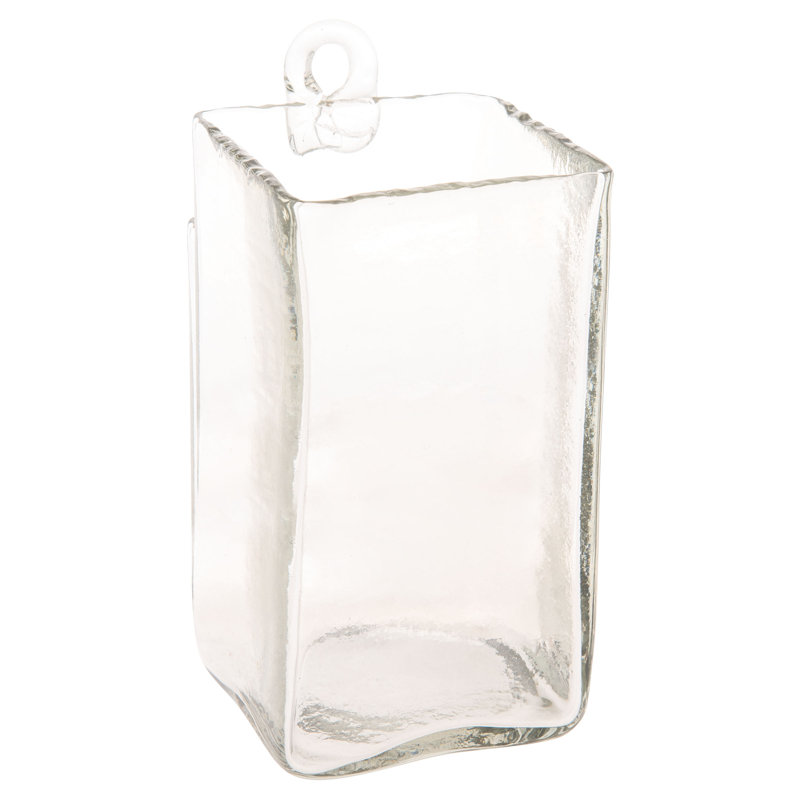 HAND BLOWN HANGING GLASS VASE (S20), Overall Height- 5'' 