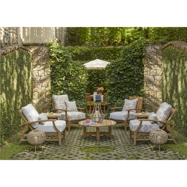 Croquet Teak 4 - Person Patio Conversation Sets with Cushions