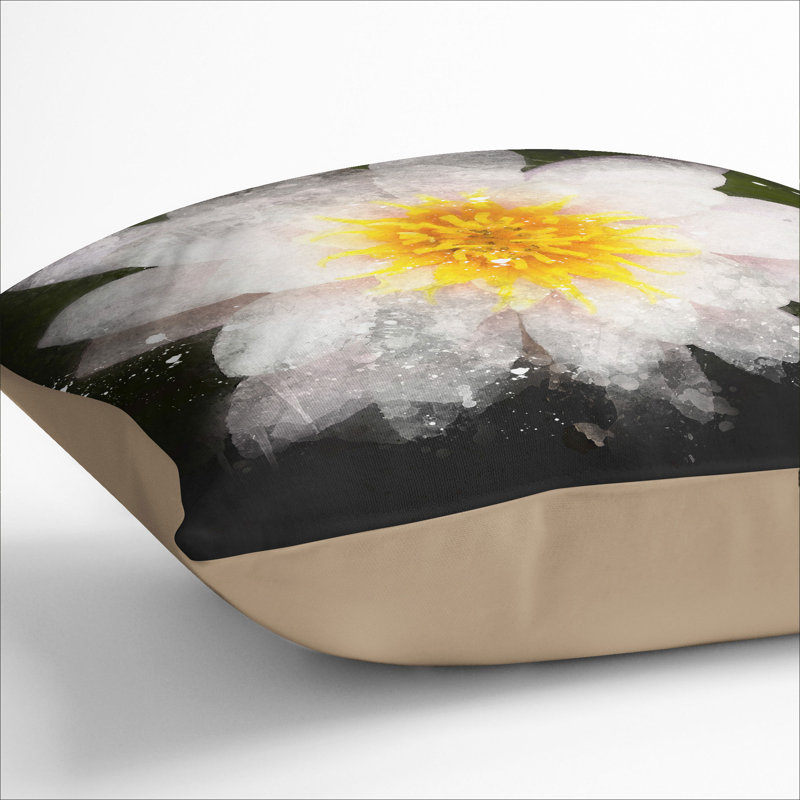 White Lily Flower Scatter Cushion, 40cm H x 40cm W x 15cm D, Stone