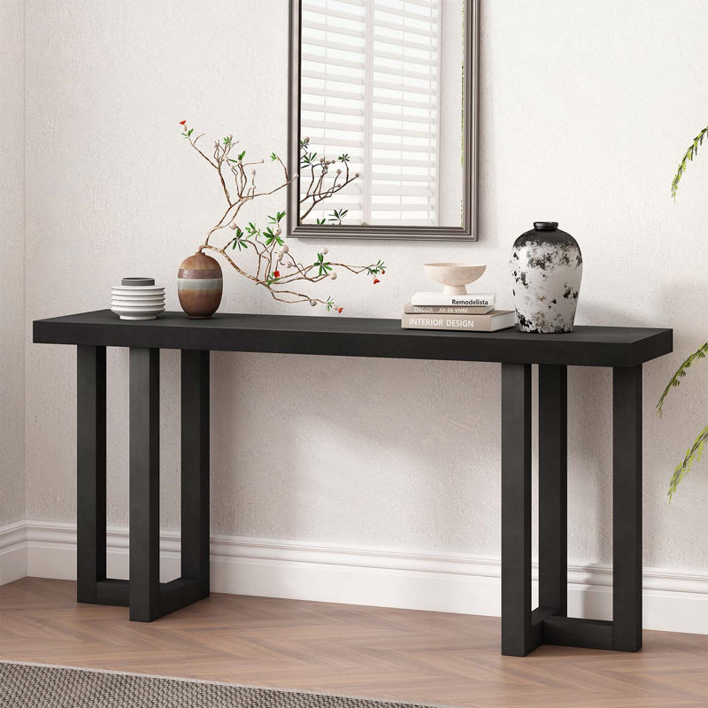 Console géométrique exceptionnelle avec une fabrication robuste pour diverses pièces, Noir, Noir