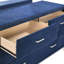 Grande chambre 4 pièces en bleu pacifique avec tête de lit à oreilles, capitonnage à boutons sur la table de chevet, commode 6 tiroirs et miroir bleu
