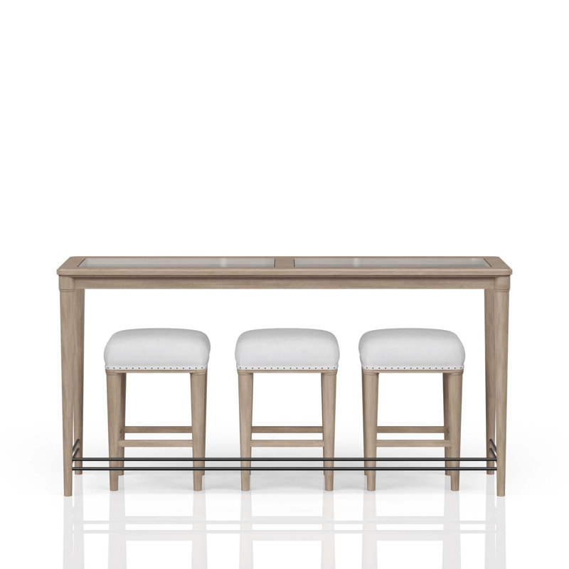 Frosted Glass Console Table With 3 Stools