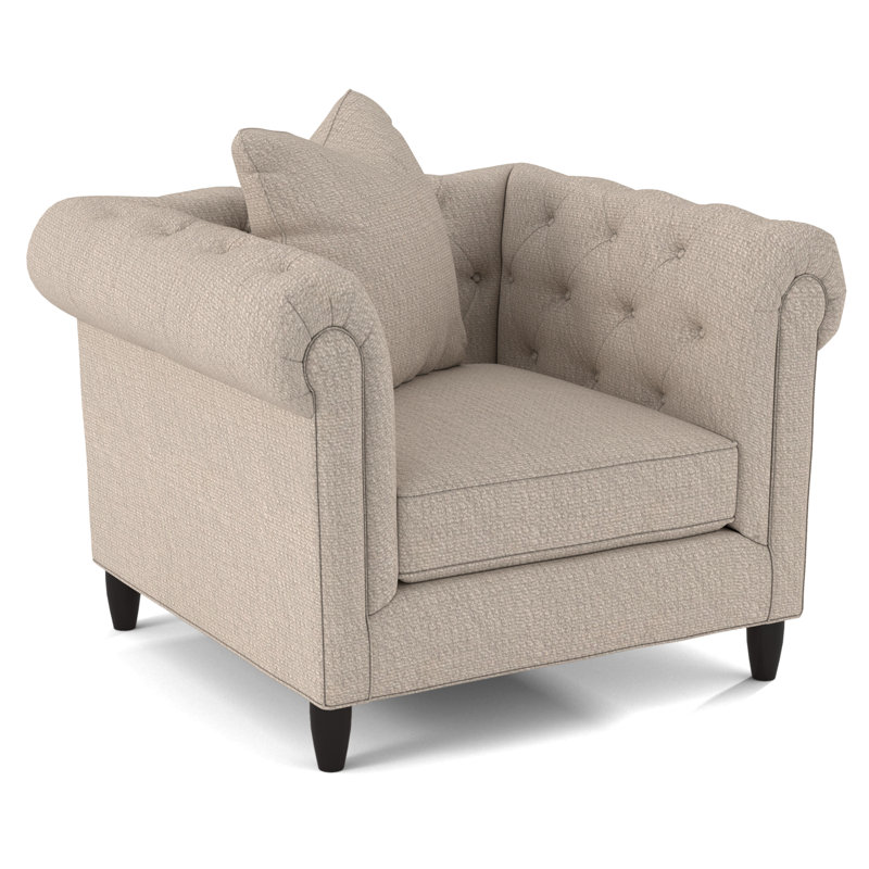 Caspar Upholstered Chesterfield Chair, Gypsy Cream Performance Microfiber