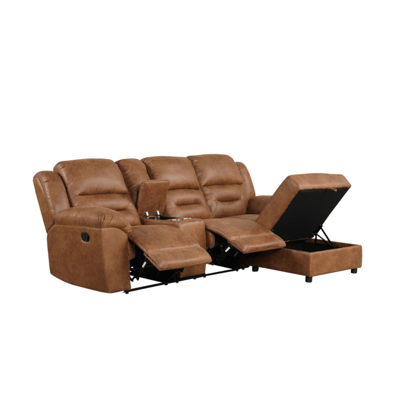 Ensemble de canapé modulaire en similicuir brun contemporain 2 pièces