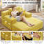 Chaise longue moelleuse en velours côtelé jaune avec 3 coussins de rangement sans cadre