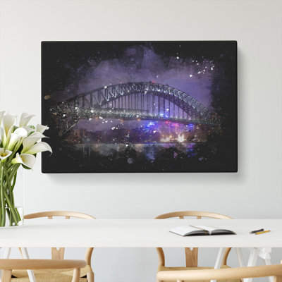 Harbour Bridge In Sydney Paint Splash - Wrapped Canvas