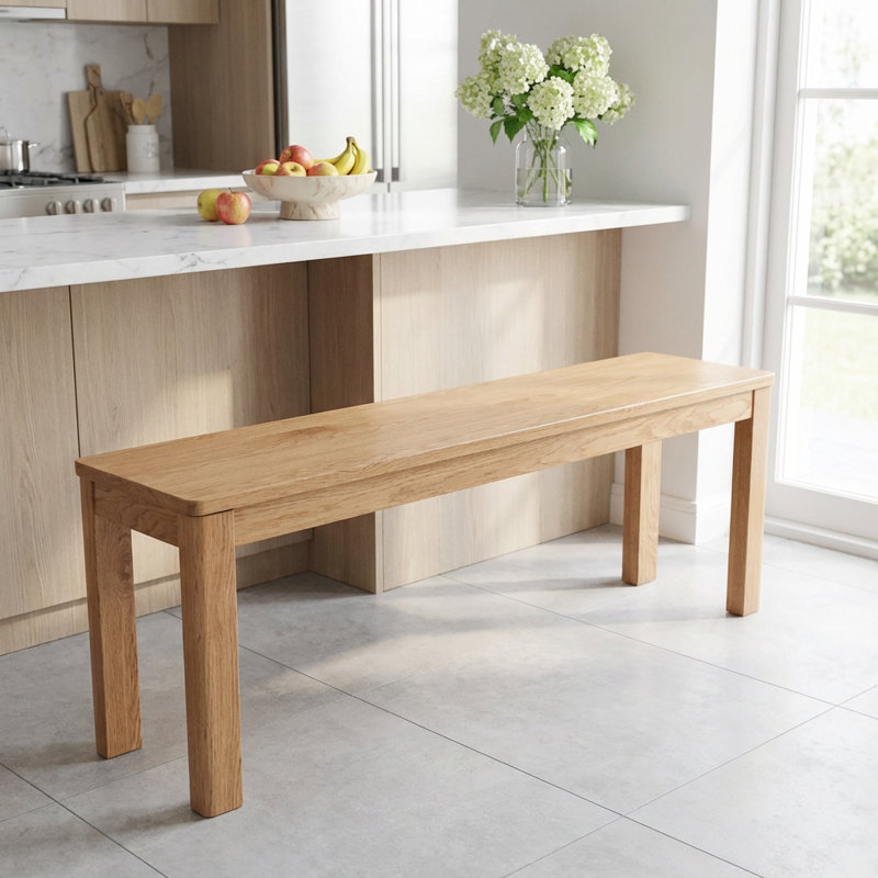 Solid Wood Dining Bench with Rectangular Design and Spacious Seating Surface