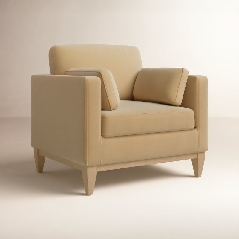 Pera Upholstered Armchair, Fawn Brown Velvet