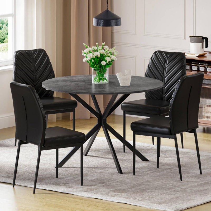 4 - Person Dining Set, Grey, Black
