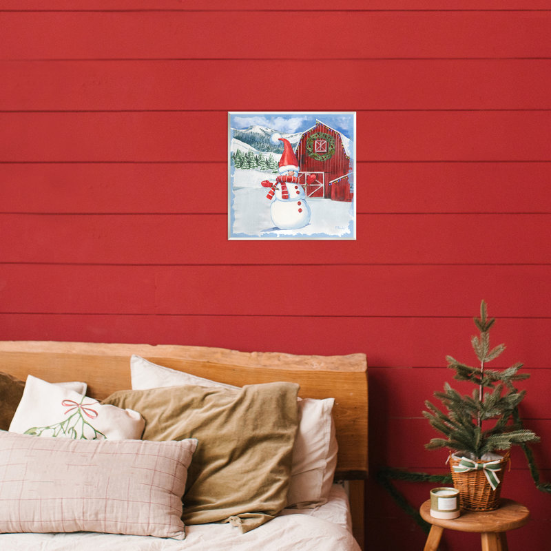 Plaque murale Frosty Barn Snowman, design par Paul Brent