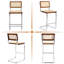Wicker and Solid Wood Bar Stool with Steel Frame