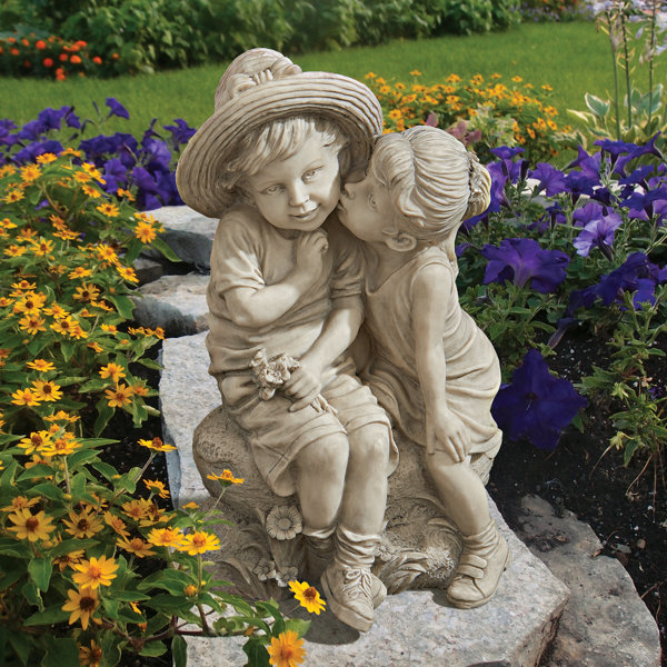 Alpine Boy and Girl Reading Together Statue