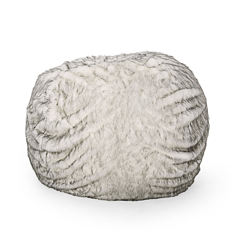 Memory Foam Bean Bag, 42.01" H x 52.01" W x 52.01" D, Gray Faux Fur