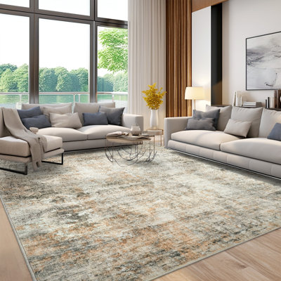 Tapis lavable moderne antidérapant (orange)